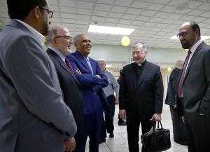 Cardinal Cupich is greeted by members of the Council of Islamic Organizations of Greater Chicago upon his arrival. (Karen Callaway/Chicago Catholic)