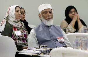 Ishak Mohiuddin reflects during one of the talks. (Karen Callaway/Chicago Catholic)