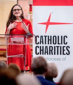 opening remarks on May 16, 2024. (Natalie Battaglia/Catholic Charities)