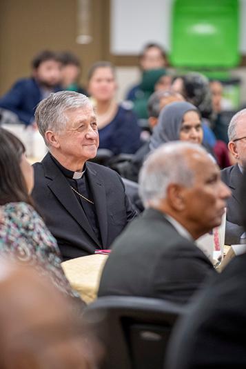 Cardinal Cupich listens to a speaker. (Deacon Randy Belice/Chicago Catholic)