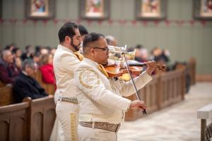 Mariachis en la doble celebración de San Pancracio, a la Virgen de Guadalupe y por la renovación de su parroquia